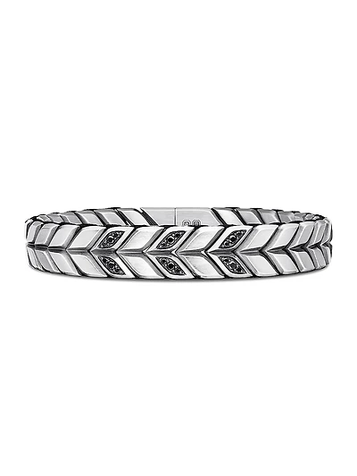 Chevron Woven Bracelet with Pavé Black Diamonds