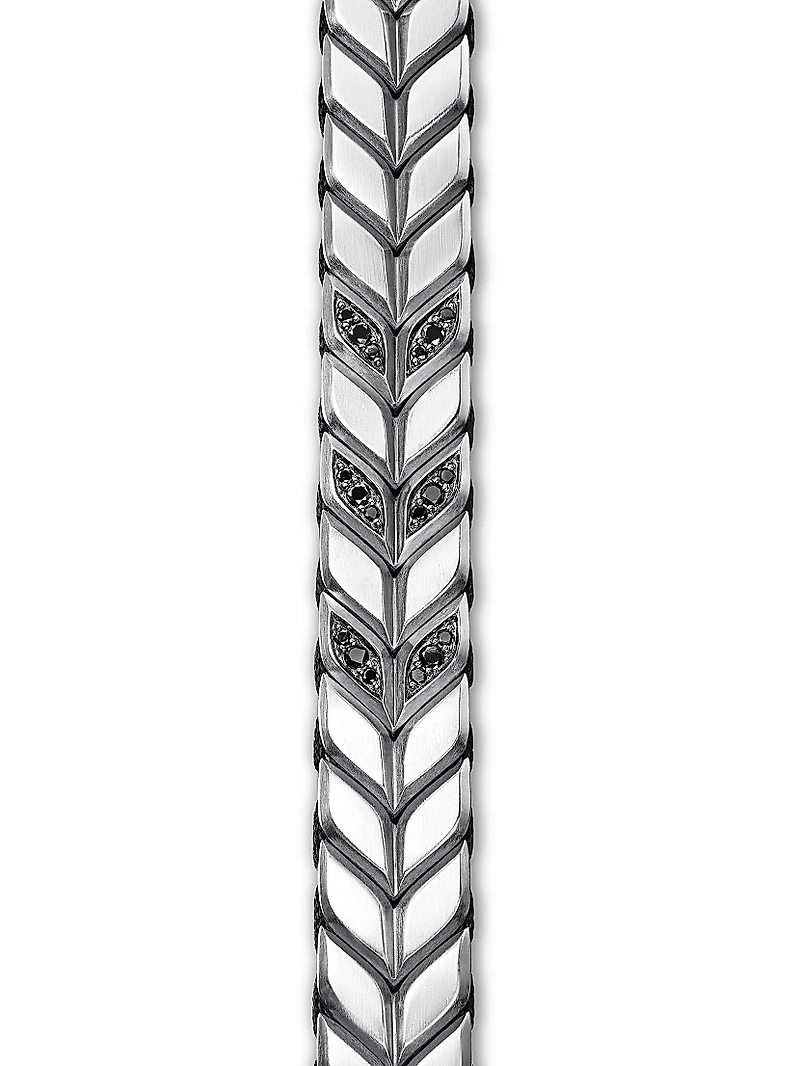 Chevron Woven Bracelet with Pavé Black Diamonds