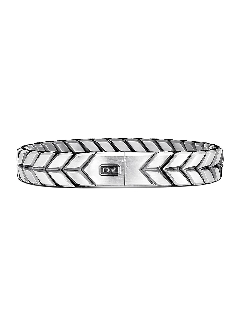 Chevron Woven Bracelet with Pavé Black Diamonds