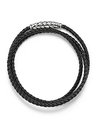 Chevron Triple Wrap Black Leather Bracelet