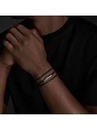 Chevron Triple Wrap Black Leather Bracelet