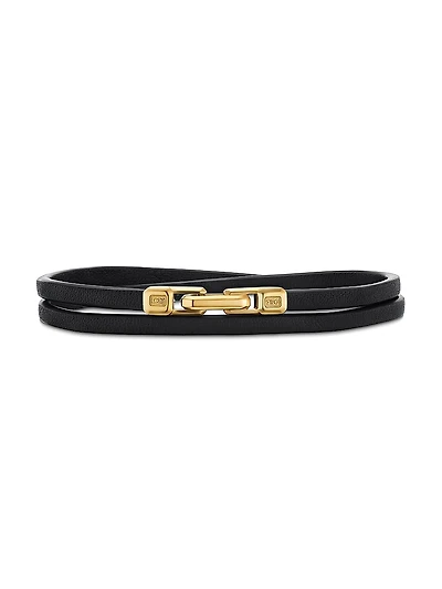 Streamline Double Wrap Bracelet Black Leather