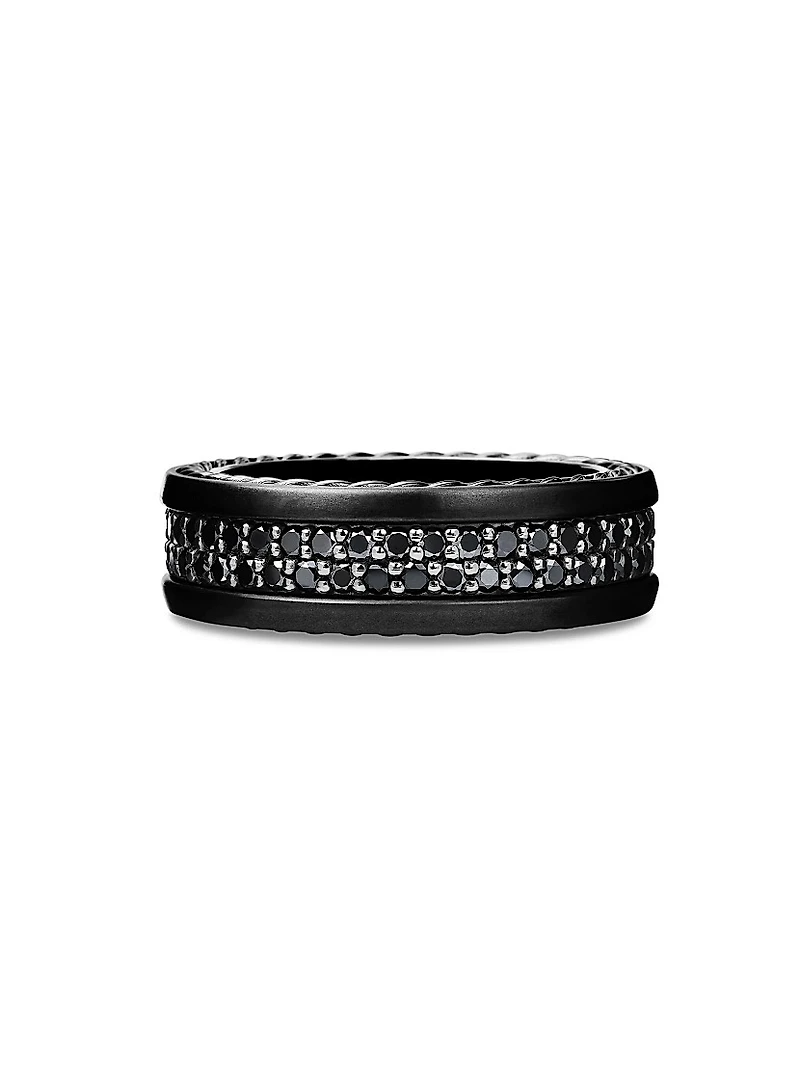 Streamline® Two Row Band Ring Black Titanium with Diamonds