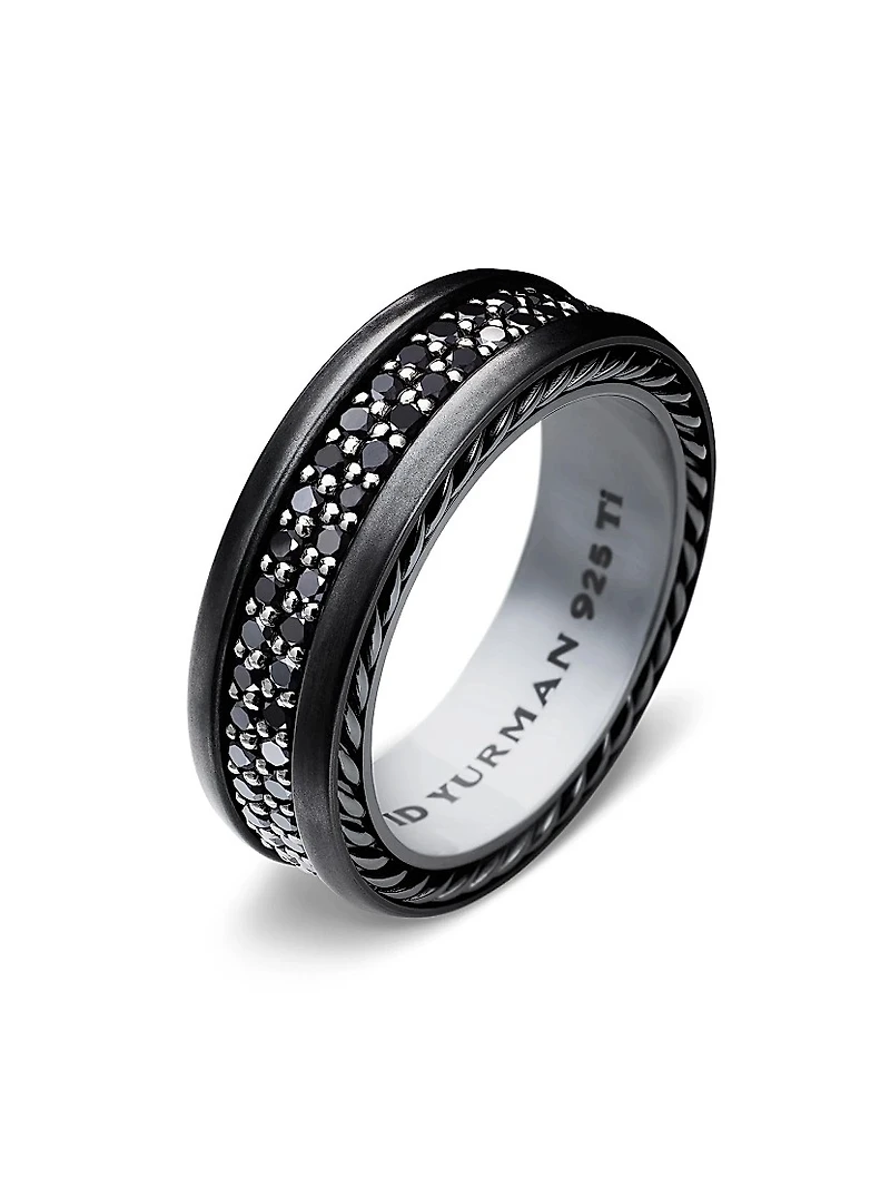 Streamline® Two Row Band Ring Black Titanium with Diamonds