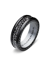 Streamline® Two Row Band Ring Black Titanium with Diamonds