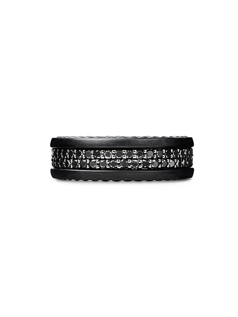 Streamline® Two Row Band Ring Black Titanium with Diamonds