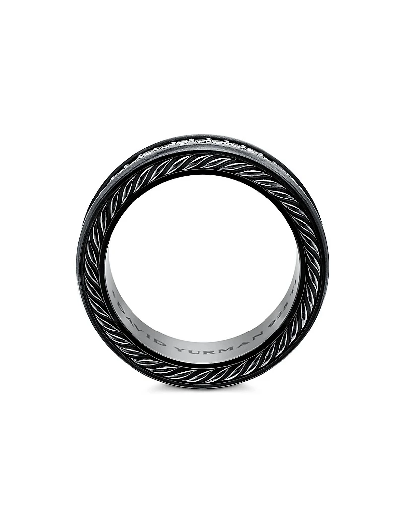 Streamline® Two Row Band Ring Black Titanium with Diamonds