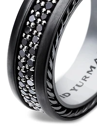 Streamline® Two Row Band Ring Black Titanium with Diamonds