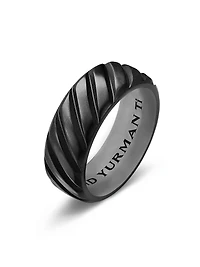 Modern Cable Band Ring Black Titanium, 9mm