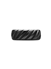Modern Cable Band Ring Black Titanium, 9mm