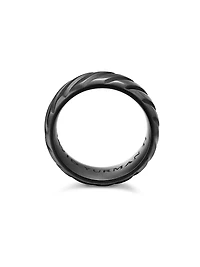 Modern Cable Band Ring Black Titanium, 9mm