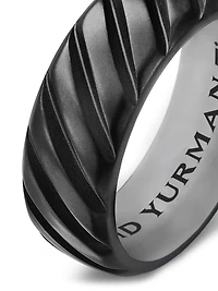 Modern Cable Band Ring Black Titanium, 9mm