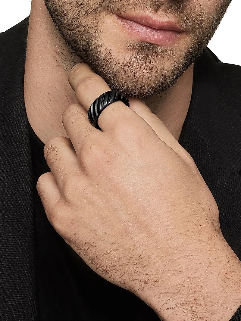 Modern Cable Band Ring Titanium