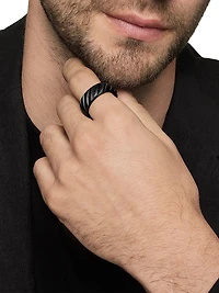 Modern Cable Band Ring Black Titanium, 9mm