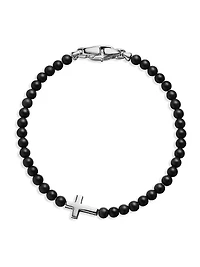 Spiritual Beads Cross Station Bracelet Sterling Silver