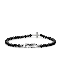 Spiritual Beads Cross Station Bracelet Sterling Silver