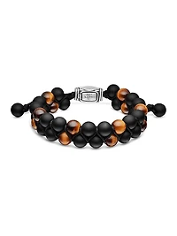Spiritual Beads Two Row Woven Bracelet with Black Onyx and Tiger's Eye