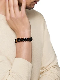 Spiritual Beads Two Row Woven Bracelet with Black Onyx and Tiger's Eye