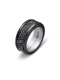 Streamline® Three Row Band Ring Black Titanium with Pavé Diamonds