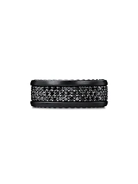 Streamline® Three Row Band Ring Black Titanium with Pavé Diamonds