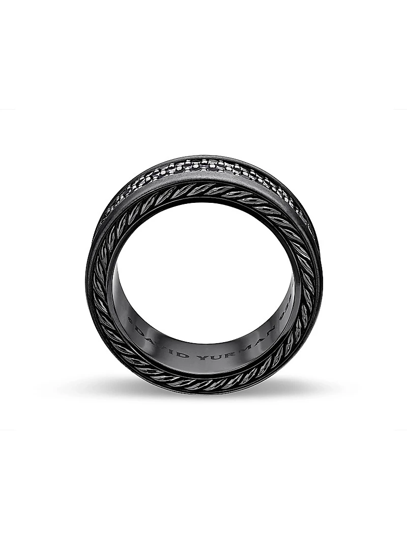 Streamline® Three Row Band Ring Black Titanium with Pavé Diamonds