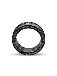 Streamline® Three Row Band Ring Black Titanium with Pavé Diamonds