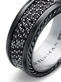Streamline® Three Row Band Ring Black Titanium with Pavé Diamonds