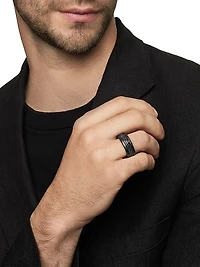 Streamline® Three Row Band Ring Black Titanium with Pavé Diamonds