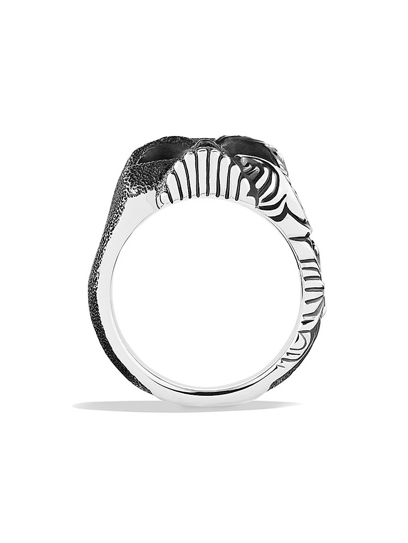 Waves Skull Ring with Pavé Black Diamonds