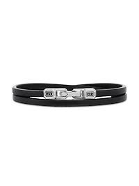 Streamline® Double Wrap Black Leather Bracelet