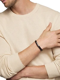 Streamline® Double Wrap Black Leather Bracelet