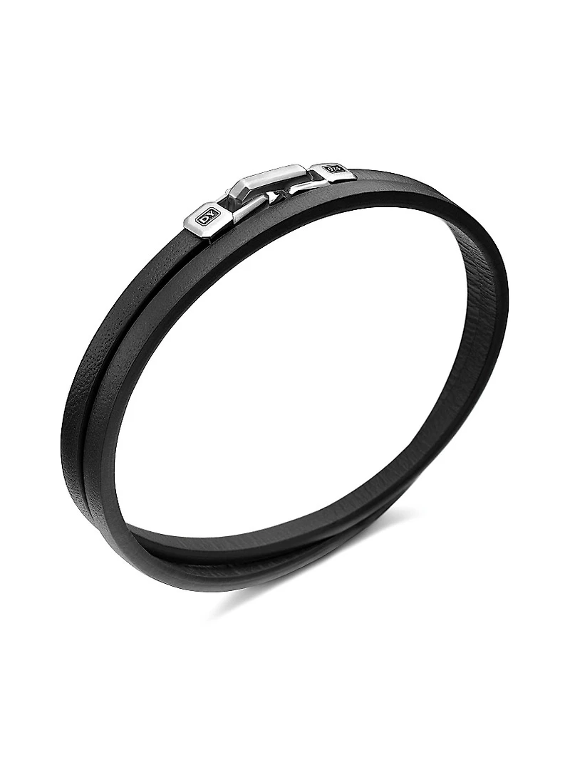 Streamline® Double Wrap Black Leather Bracelet