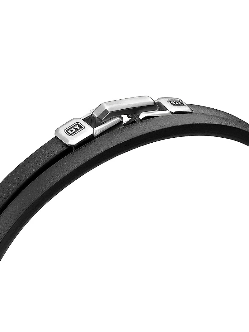 Streamline® Double Wrap Black Leather Bracelet