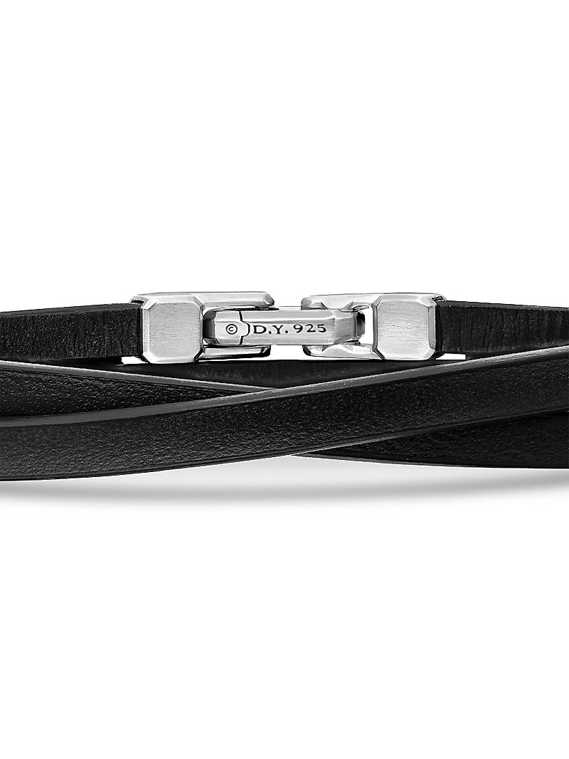Streamline® Double Wrap Black Leather Bracelet
