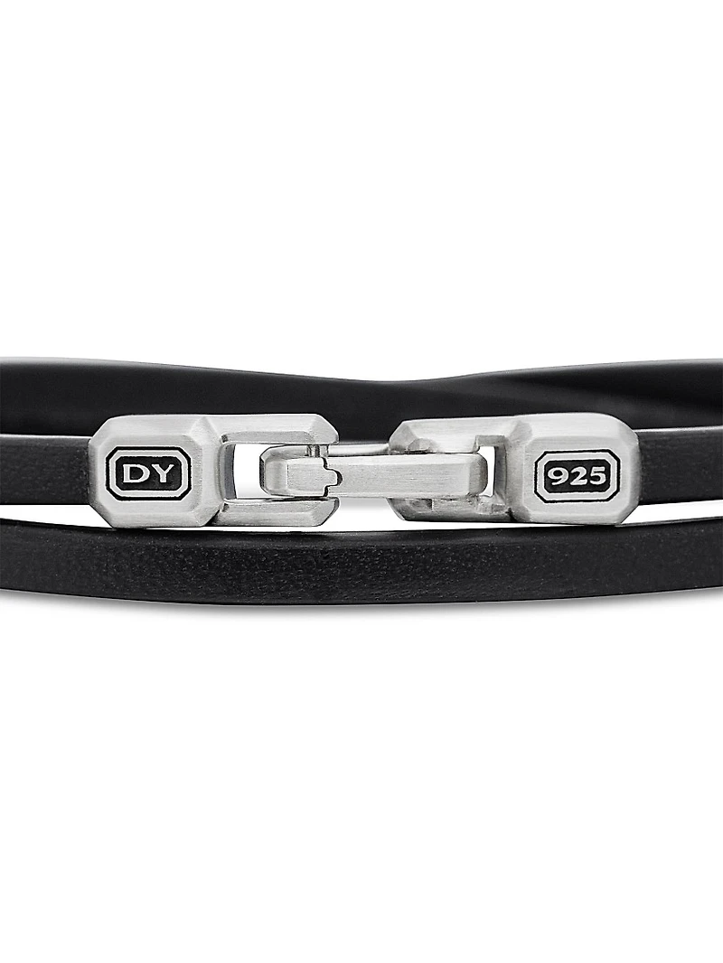 Streamline® Double Wrap Black Leather Bracelet