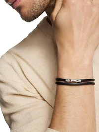 Streamline® Double Wrap Black Leather Bracelet