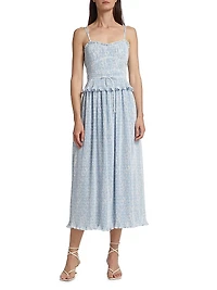 Brisha Floral Pleated Midi-Dress