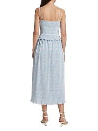 Brisha Floral Pleated Midi-Dress