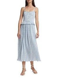 Brisha Floral Pleated Midi-Dress