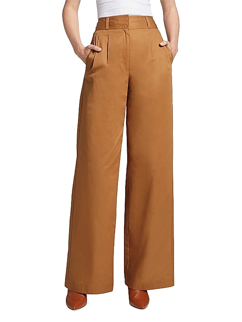 Baxter Wide-Leg Pleated Pants