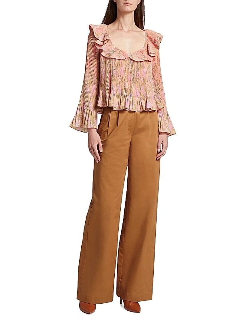 Baxter Wide-Leg Pleated Pants