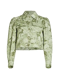 Chloe Floral Puff-Sleeve Cargo Jacket