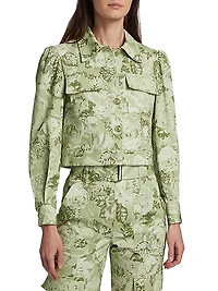 Chloe Floral Puff-Sleeve Cargo Jacket
