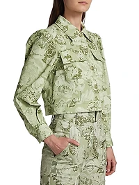 Chloe Floral Puff-Sleeve Cargo Jacket