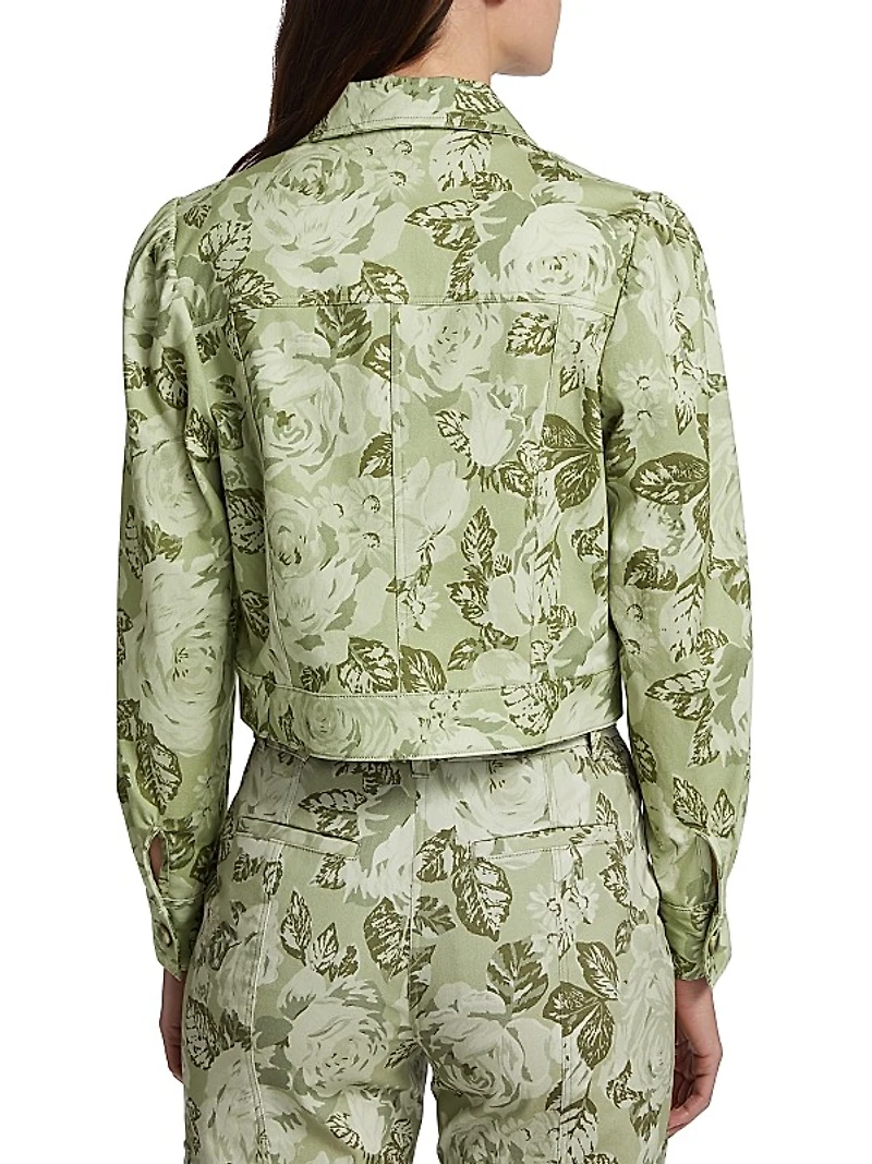 Chloe Floral Puff-Sleeve Cargo Jacket