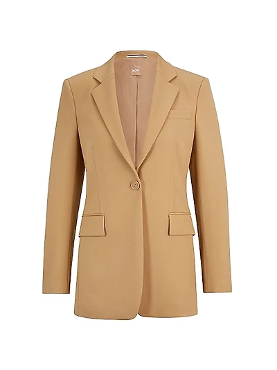 Longline Slim Fit Blazer In Wool Blend Twill