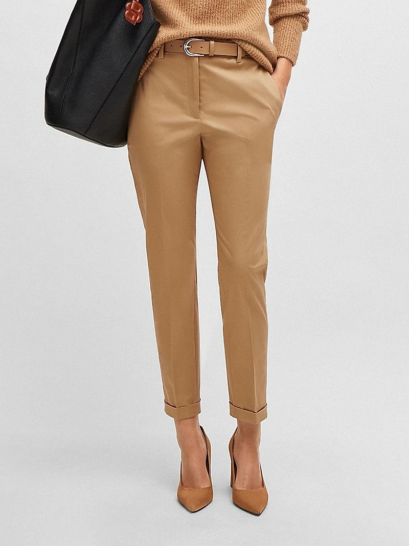 Regular Fit Trousers Stretch Cotton Twill