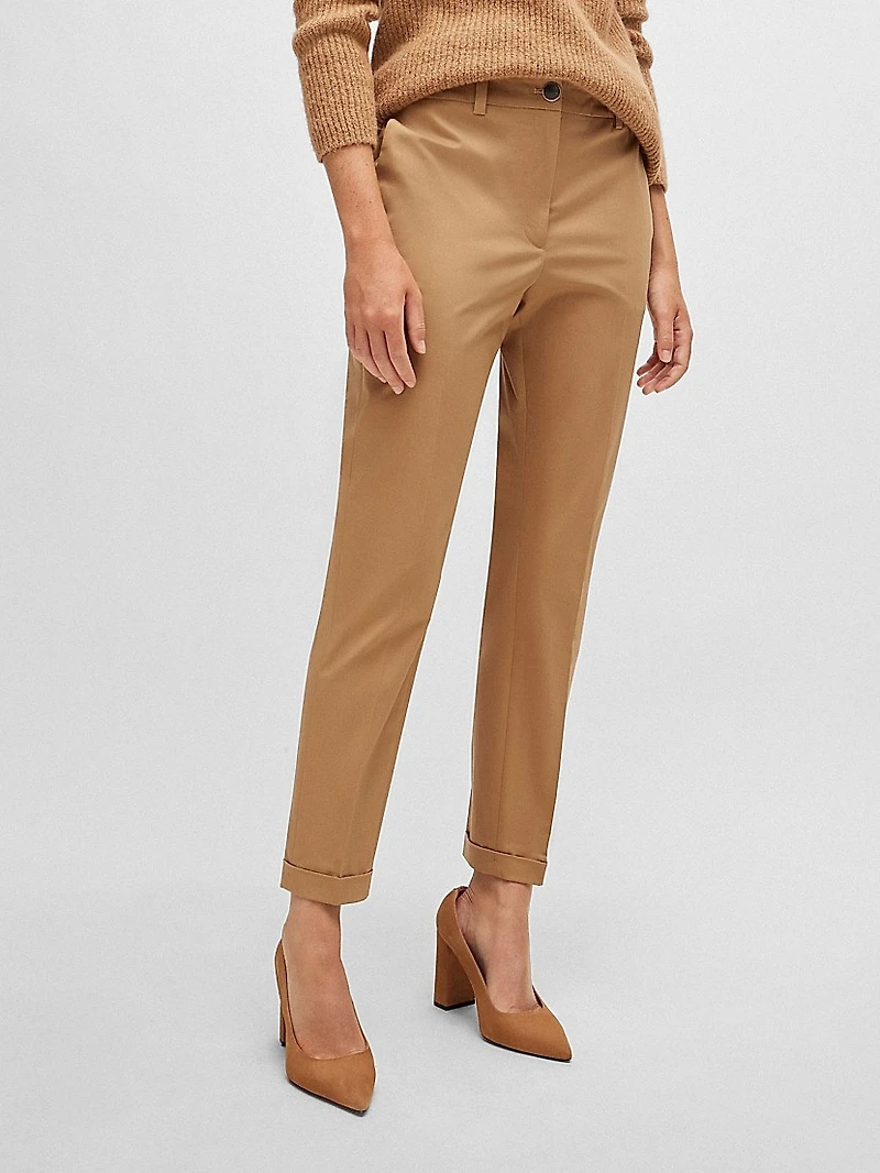 Regular Fit Trousers Stretch Cotton Twill