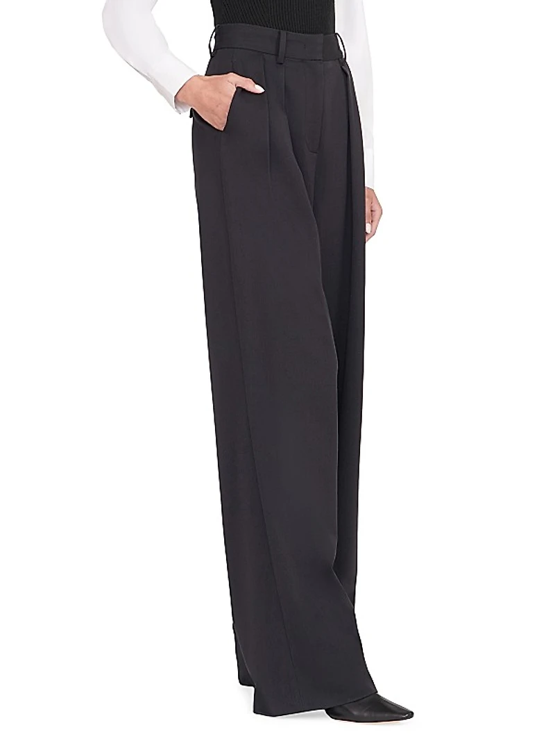 Luisa Pleated Wide-Leg Pants