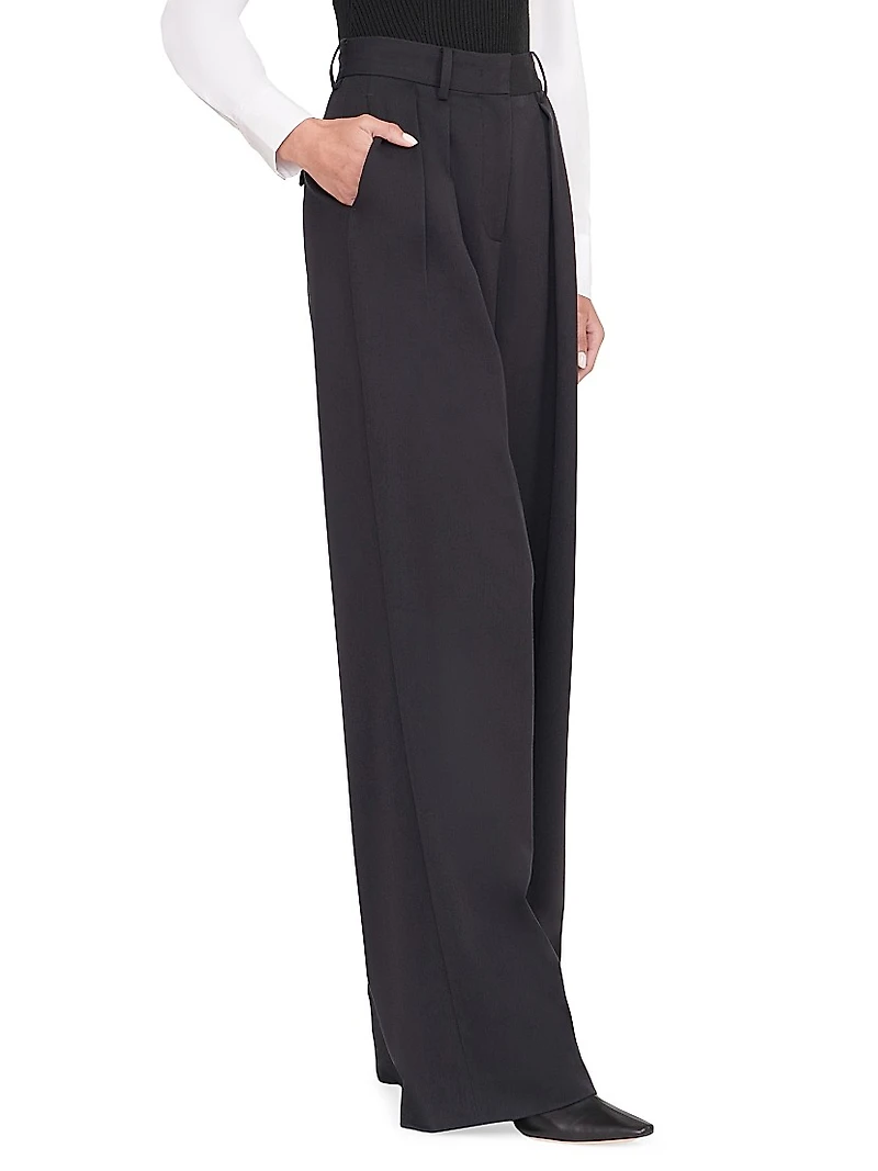 Luisa Pleated Wide-Leg Pants